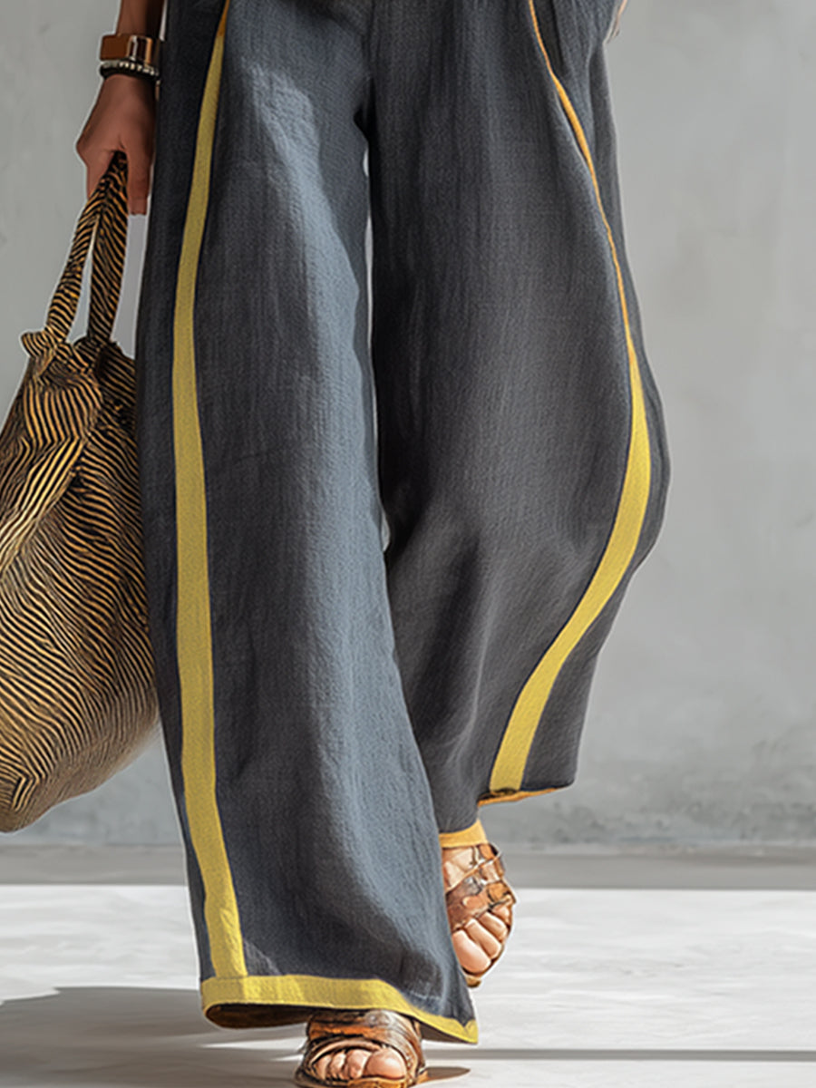 M&H | Cardigan & Pants Two-Piece Set, Cotton-Linen Blend