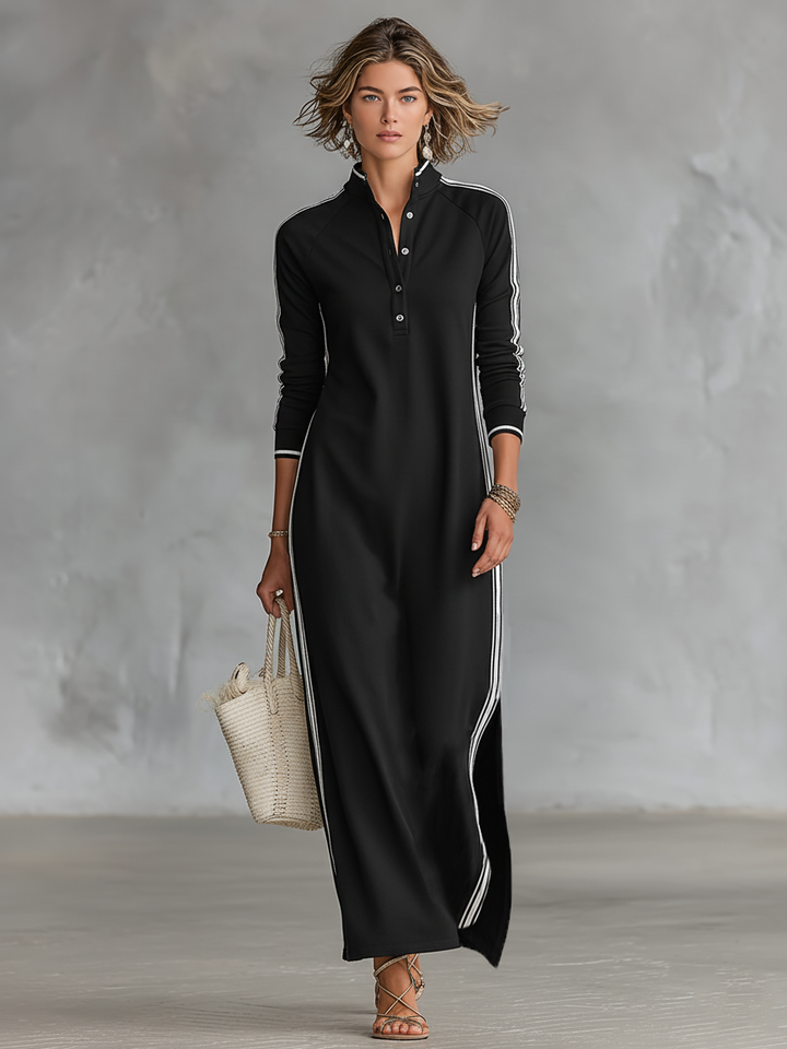 M&H | Sweat Maxi Dress with Button Collar