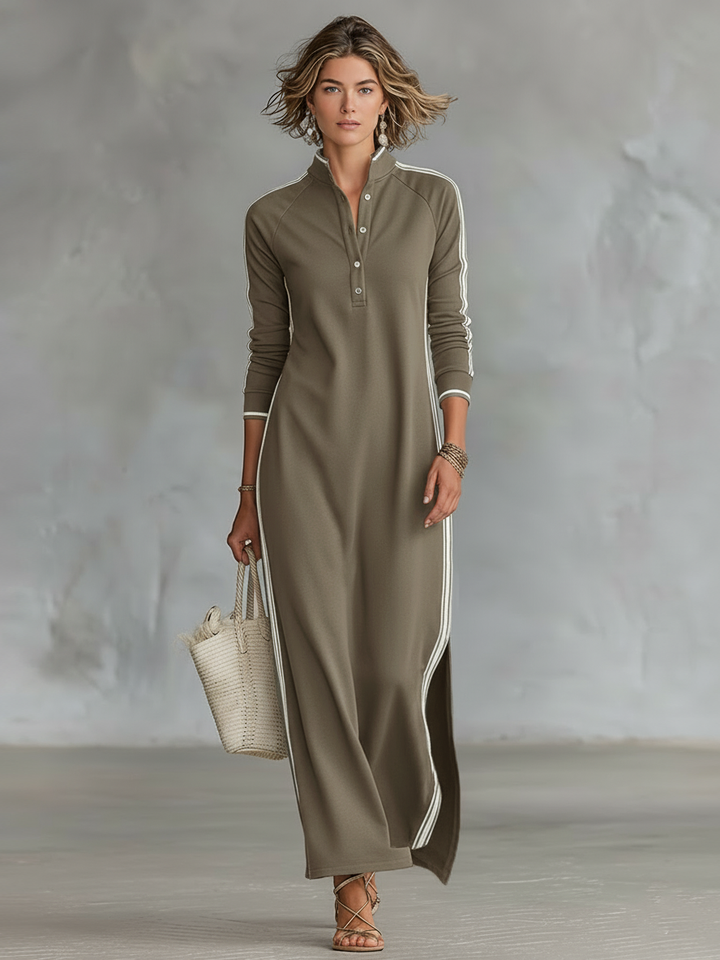 M&H | Sweat Maxi Dress with Button Collar