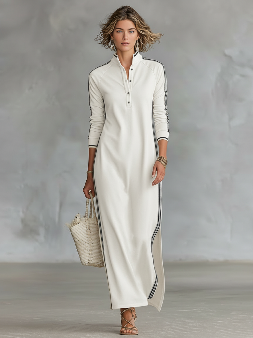 M&H | Sweat Maxi Dress with Button Collar