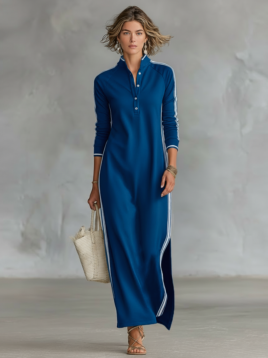 M&H | Sweat Maxi Dress with Button Collar