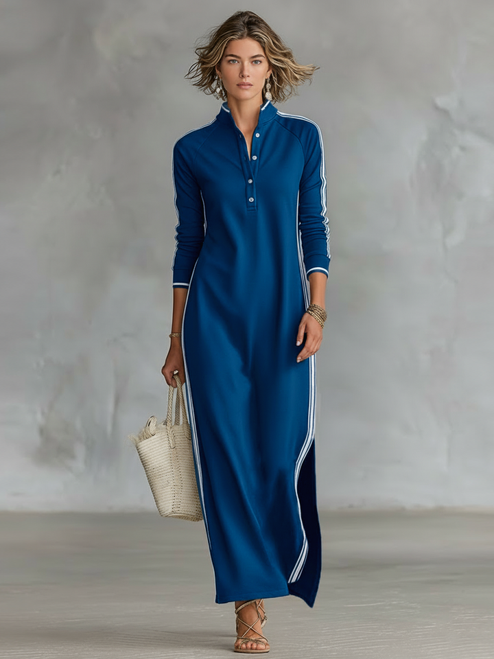 M&H | Sweat Maxi Dress with Button Collar