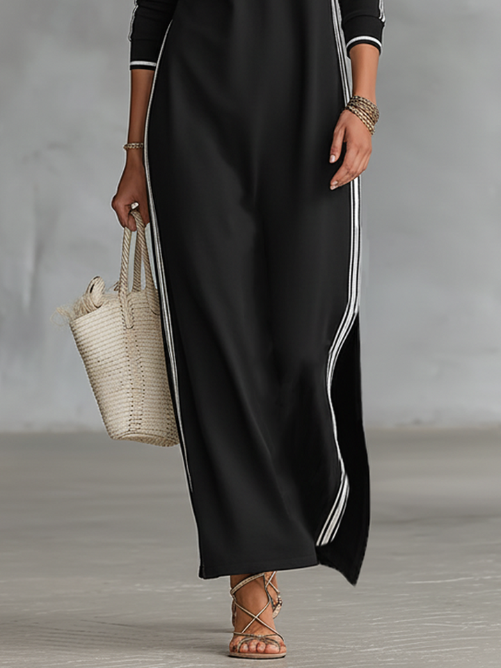 M&H | Sweat Maxi Dress with Button Collar